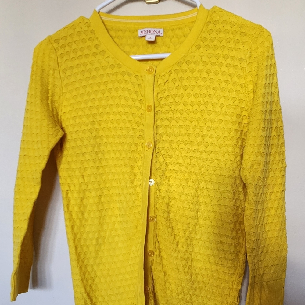 Merona Women's Bright Yellow Textured Cardigan